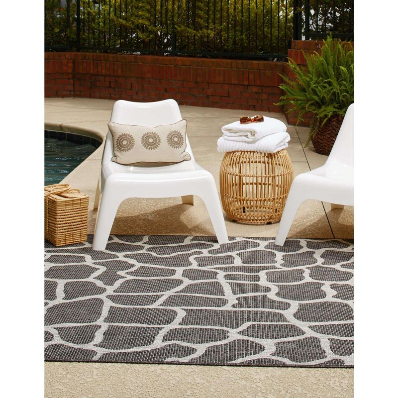 Unique Loom 6' 1 x 9' 0 Rectangle Indoor/Outdoor Safari Charcoal Gray Area Rug