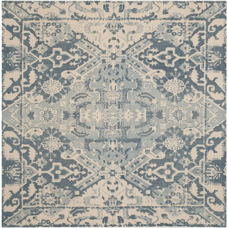 Restoration Vintage RVT532 Hand Tufted Indoor Area Rug - 6'x6' - Charcoal/Ivory - Safavieh
