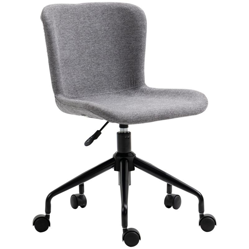 Vinsetto Home Office Chair, Swivel Task Chair with Adjustable Height and Armless Design for Small Space, Living Room, Bedroom, Gray