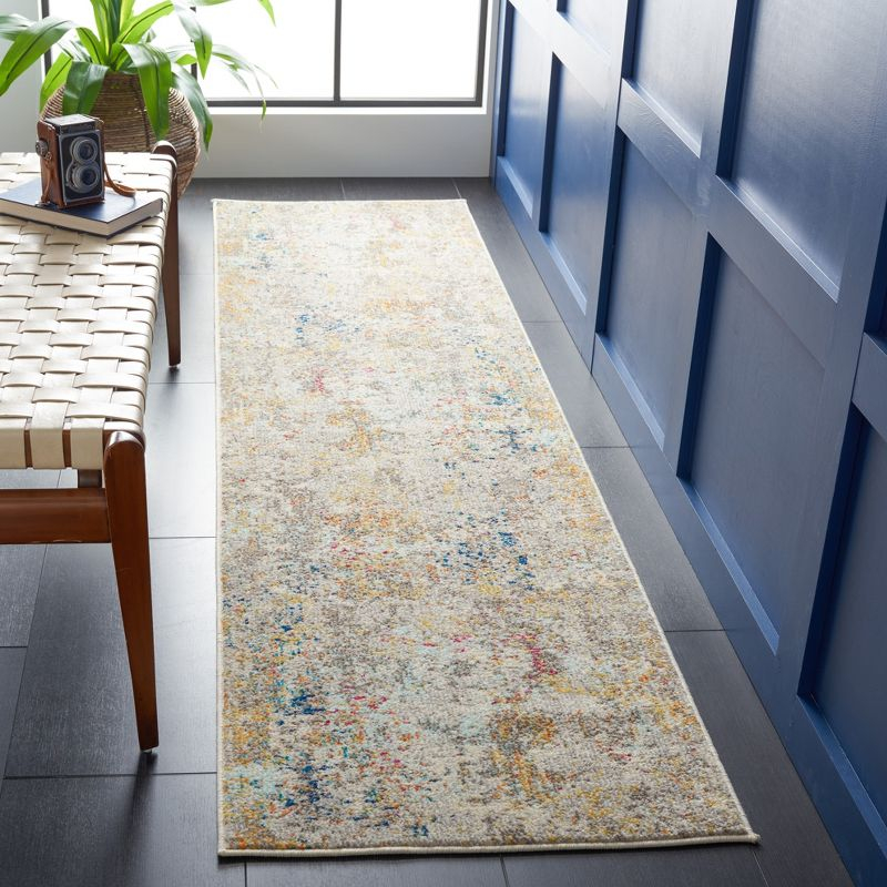 Madison MAD453 Power Loomed Indoor Runner Rug - Grey/Gold - 2'2"x8' - Safavieh