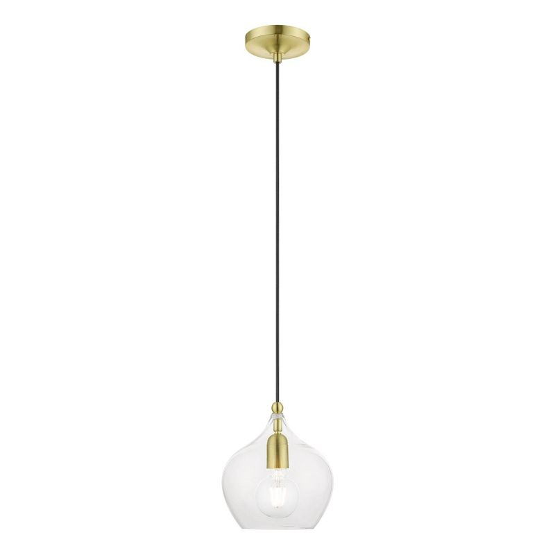 Livex Lighting Aldrich 1 - Light Pendant in  Satin Brass/Polished Brass