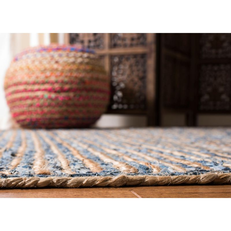 Cape Cod CAP250 Hand Woven Area Rug - Natural/Blue - 9'x9' - Safavieh.