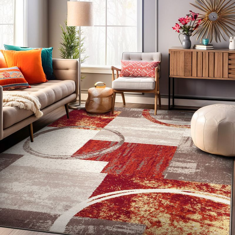 World Rug Gallery Abstract Circle Multi 8'8"x12' Area Rug