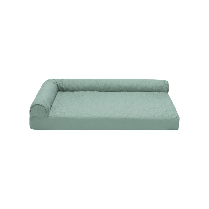 FurHaven Paw-Quilted Orthopedic Deluxe L-Chaise Dog Bed, Medium, Iceberg Green