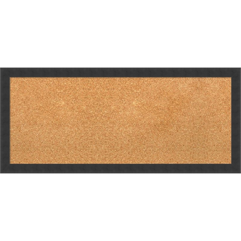 Amanti Art Natural Cork Board Wood Framed Mezzanotte Black Bulletin Board 32 in. x 14 in.