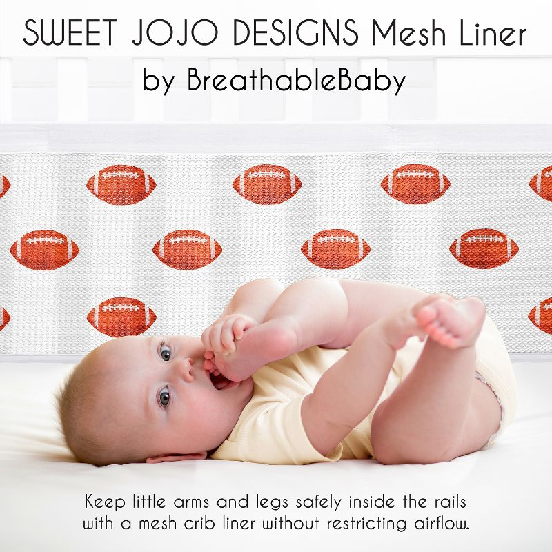 Sweet Jojo Designs + BreathableBaby Boy Breathable Mesh Crib Liner Pad Football Brown and White