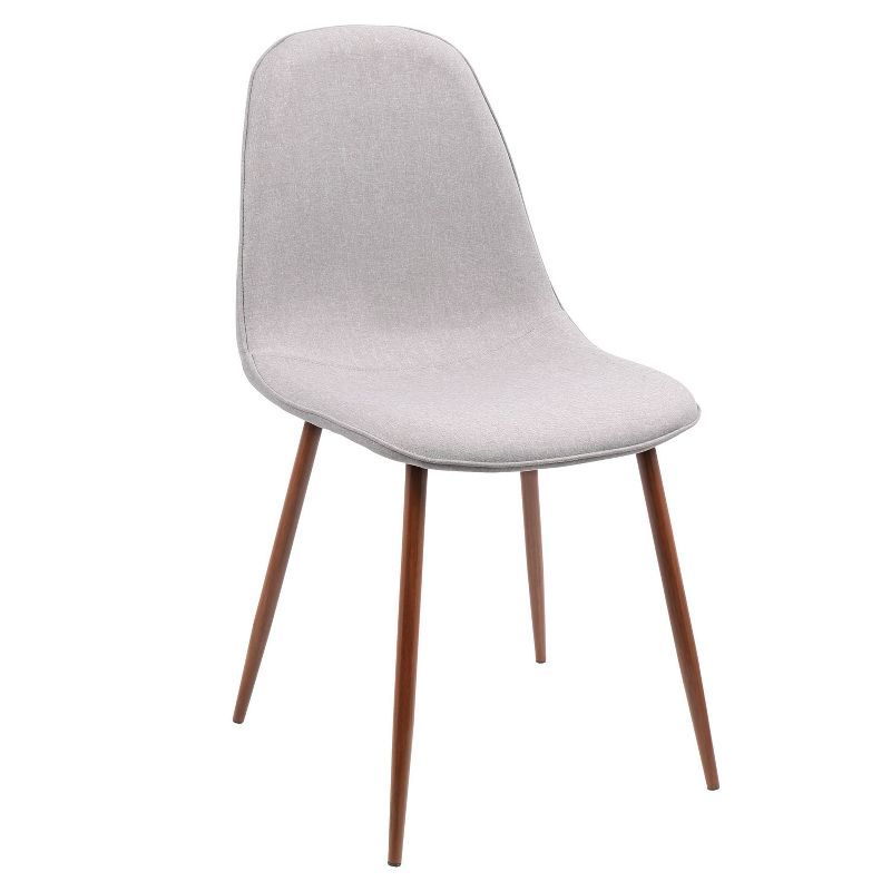 Set of 2 Pebble Mid-Century Modern Dining Accent Chairs Walnut/Light Gray: Upholstered Metal Frame - LumiSource