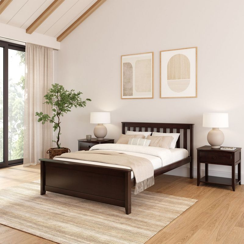 Plank+Beam Classic Solid Wood Full Size Bed Frame with Headboard for Adults