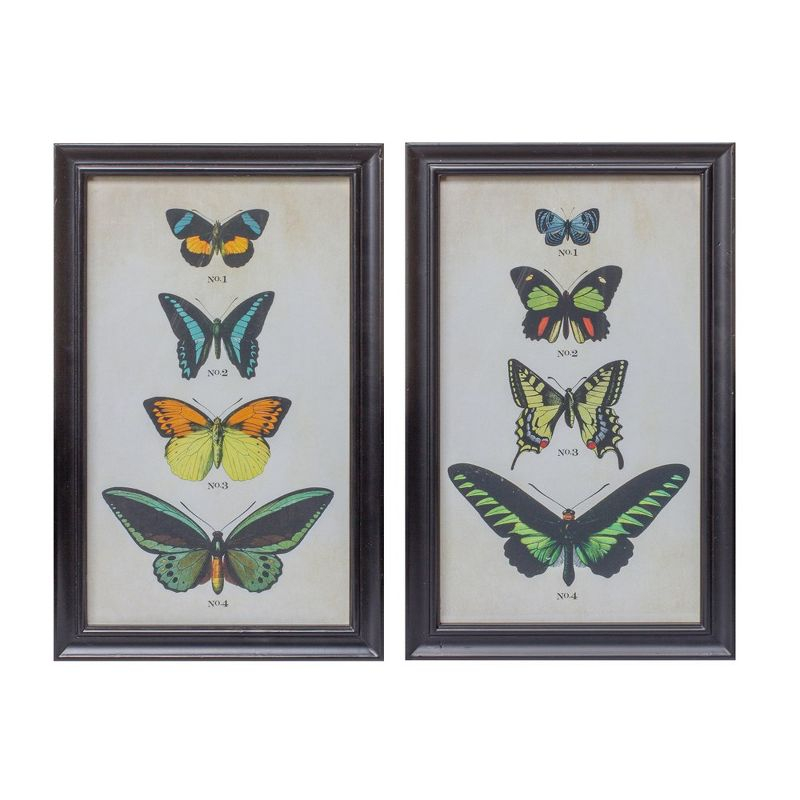 Melrose Framed Encyclopedia Butterfly Print (Set of 2)