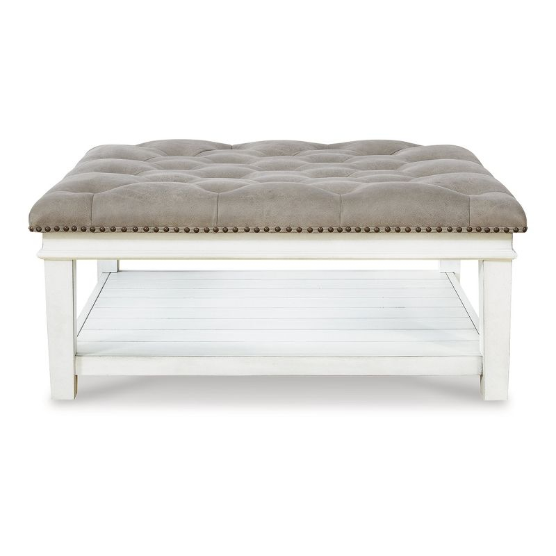 Signature Design by Ashley Contemporary Kanwyn Upholstered Ottoman Coffee Table, Whitewash