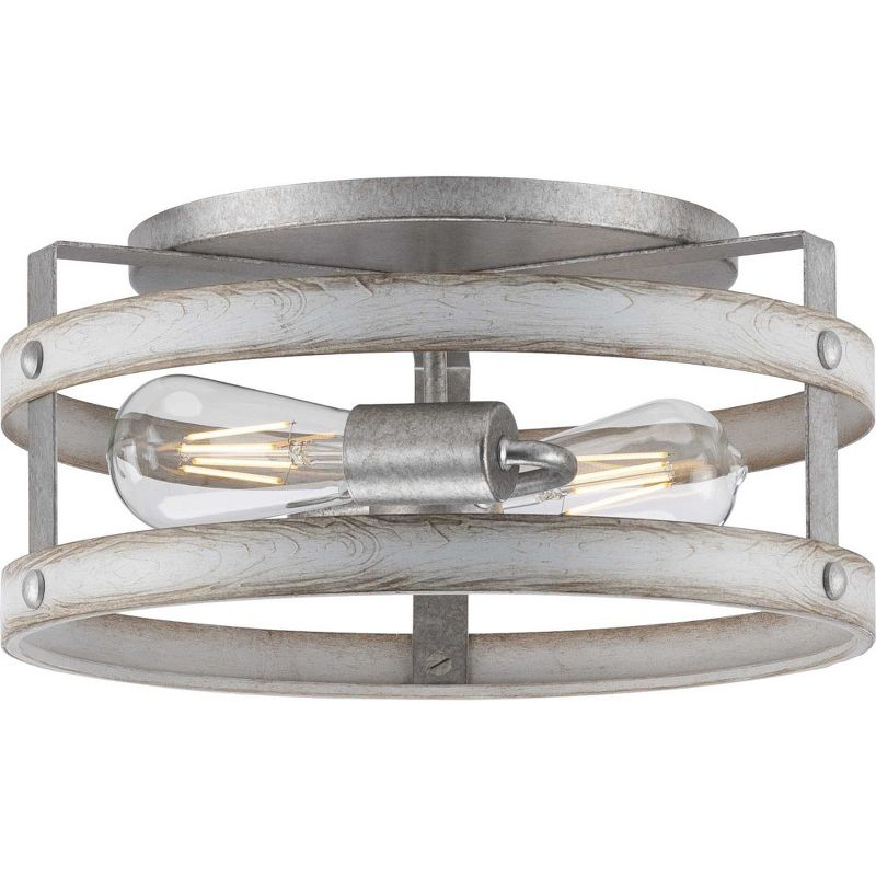 Progress Lighting Gulliver 2-Light Flush Mount Ceiling Light, Galvanized Finish, Open-Cage Design