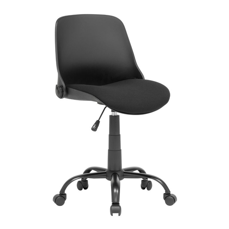 Folding Back Task Chair Black - studio designs: Swivel, Adjustable, Armless