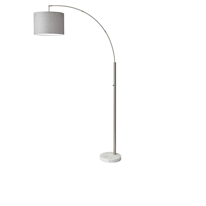73.5" Bowery Arc Lamp Steel - Adesso: Contemporary Design, ETL Listed, Linen Shade, Metal Body