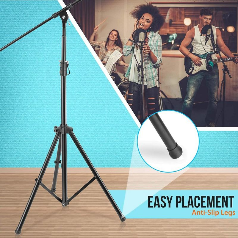 Pyle Heavy-Duty Tripod Microphone Stand with Adjustable Boom Arm - PMKS56, 51.2" to 78.75"