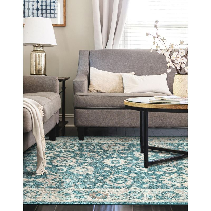 Unique Loom Penrose Collection Area Rug - Krystle (10'  x 14' 1" Rectangle Turquoise/Beige)