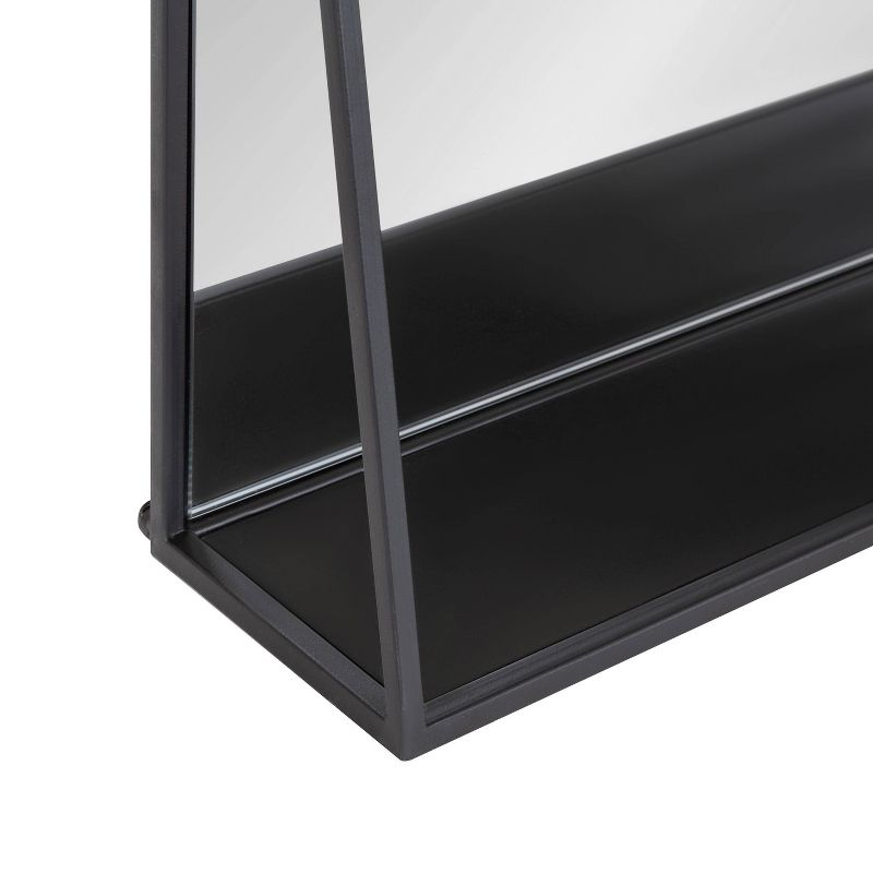 28" x 16" Lintz Metal Framed Decorative Wall Mirror with Shelf Black - Kate & Laurel All Things Decor