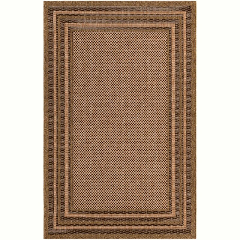 Unique Loom 5' 3 x 8' 0 Light Brown Outdoor Border Multi Border Area Rug