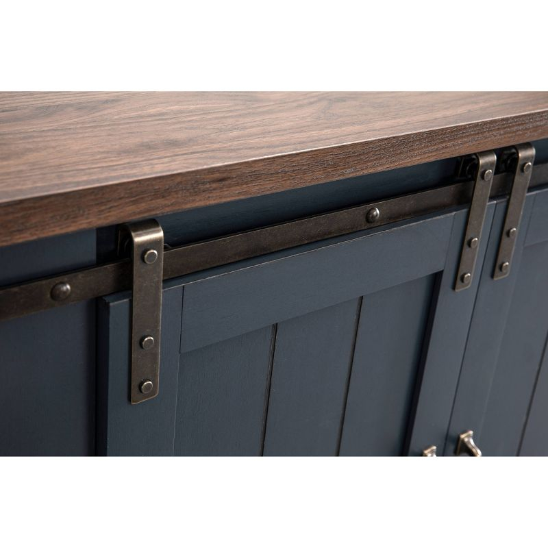 Sliding Doors TV Stand for TVs up to 60" Navy Blue - Home Essentials: Farmhouse Style, Adjustable Shelves, Cable Management