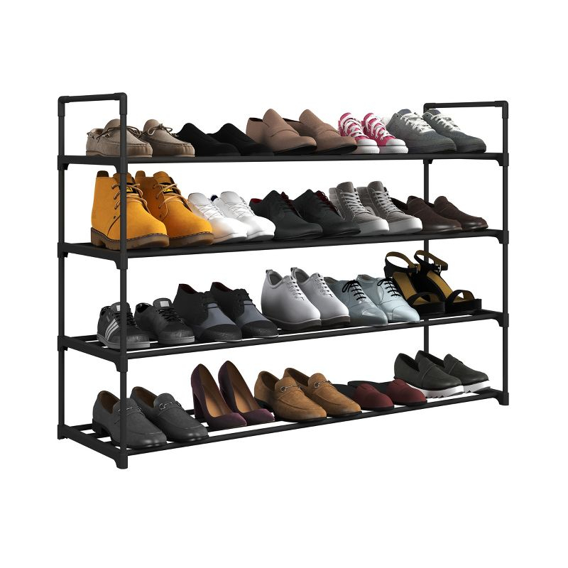 Home-Complete 4-Tier Shoe Rack for 20 Pairs, Black