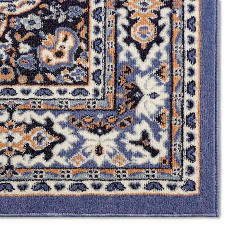Home Dynamix Premium Sakarya Traditional Medallion Area Rug, Country Blue/Brown, 7'8"x10'7"