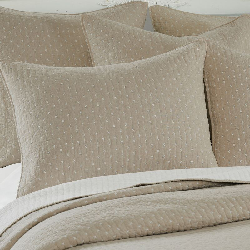 Cross Stitch Taupe Twin Quilt Set