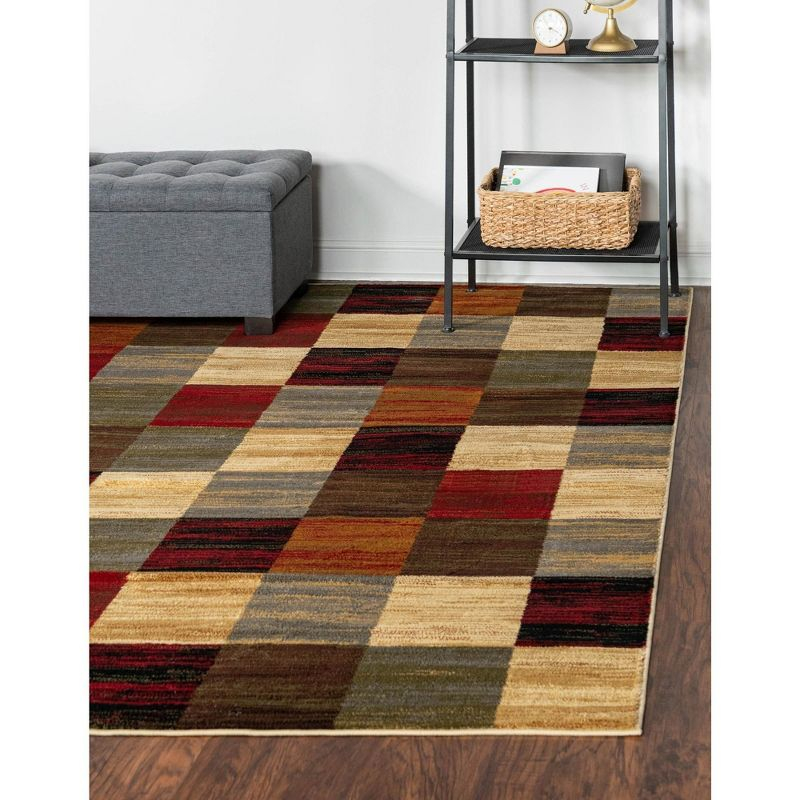 Unique Loom Barista Collection Area Rug - Gava (7' 1" Square Multi/Brown)