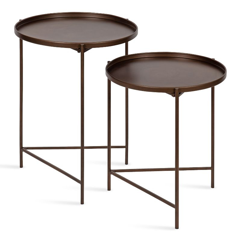Kate and Laurel Ulani Round Metal Nesting Table, 2 Piece, Bronze