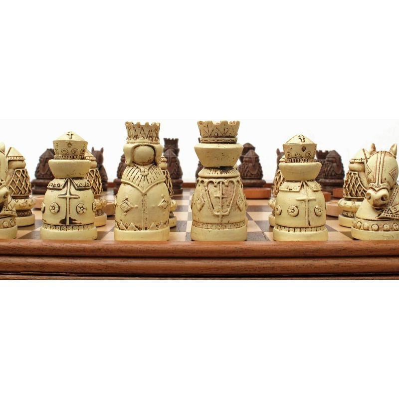 WE Games Medieval Chess & Checkers Game Set - Wood Board with Storage Drawers 15 in.