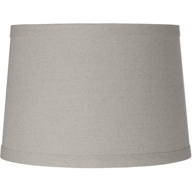 Springcrest Burlap Medium Drum Lamp Shade 14" Top x 16" Bottom x 11" High (Spider) Replacement with Harp and Finial