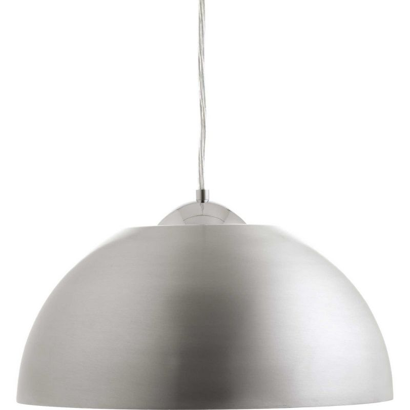 Progress Lighting Dome 1-Light LED Pendant, Satin Aluminum, Painted Silver Interior, Steel, Dry Rated
