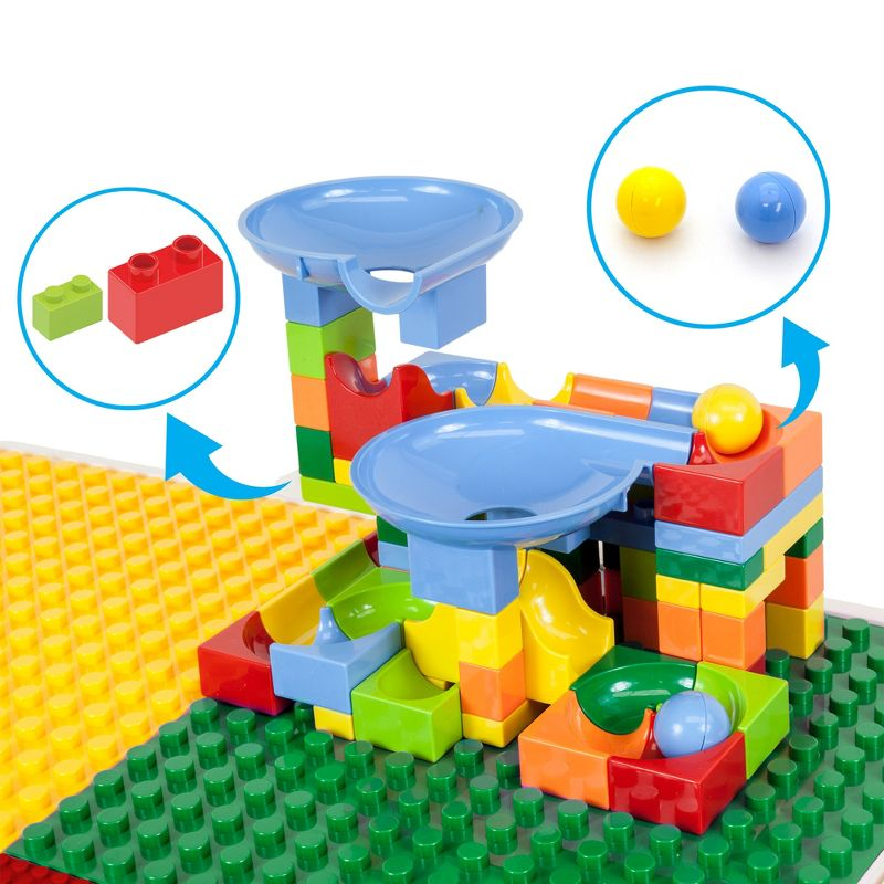PICASSO-TILES 581 Pc Large Bricks Building Blocks with Marble Run, Table and Chair Activity Set for Kids 3+