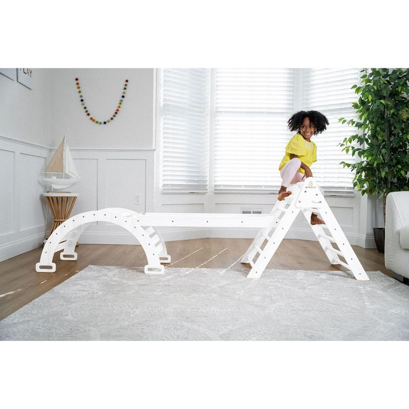 Avenlur Hazel - Pikler Triangle Set with Ladder Slide and Rocker - White