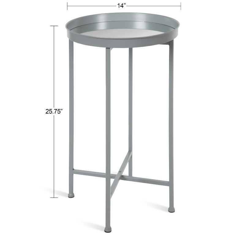Kate and Laurel Celia Round Metal Tea Table, 14x14x25.75, Gray
