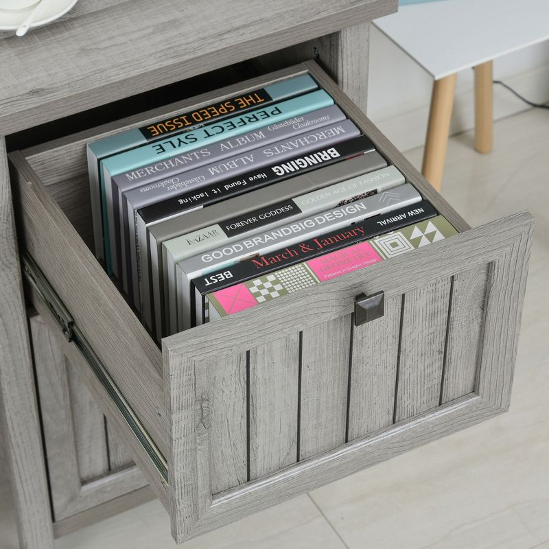 HOMCOM Vintage Executive Computer Desk, Home Office Work station, Student Table with Cabinet & 3 Drawers for Hanging Files, gray