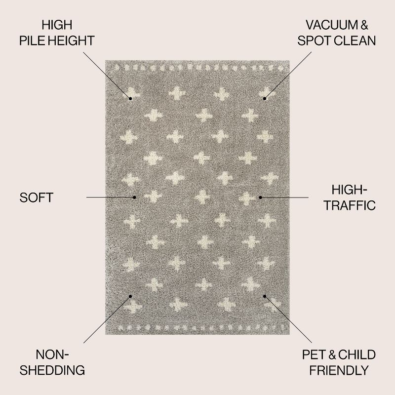 JONATHAN Y Cristo Berber Geometric Shag Gray/Ivory 5 ft. x 8 ft. Area Rug