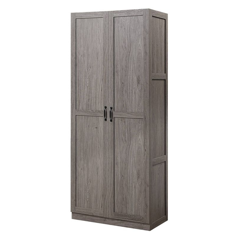 Hopkins Modern 4 Shelf Storage Closet Gray - Manhattan Comfort: MDF Wooden, 2-Door, Divided Storage Cabinet