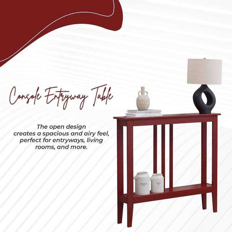 Kings Brand Furniture - Balfour Narrow Console Table with Shelves for Entryway, Hallway, Living Room, or Foyer (Red)