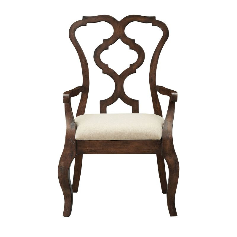 Set of 2 Chateau Upholstered Dining Arm Chairs Brown - Treasure Trove Accents: Polyester, Hardwood Frame, No Assembly Required
