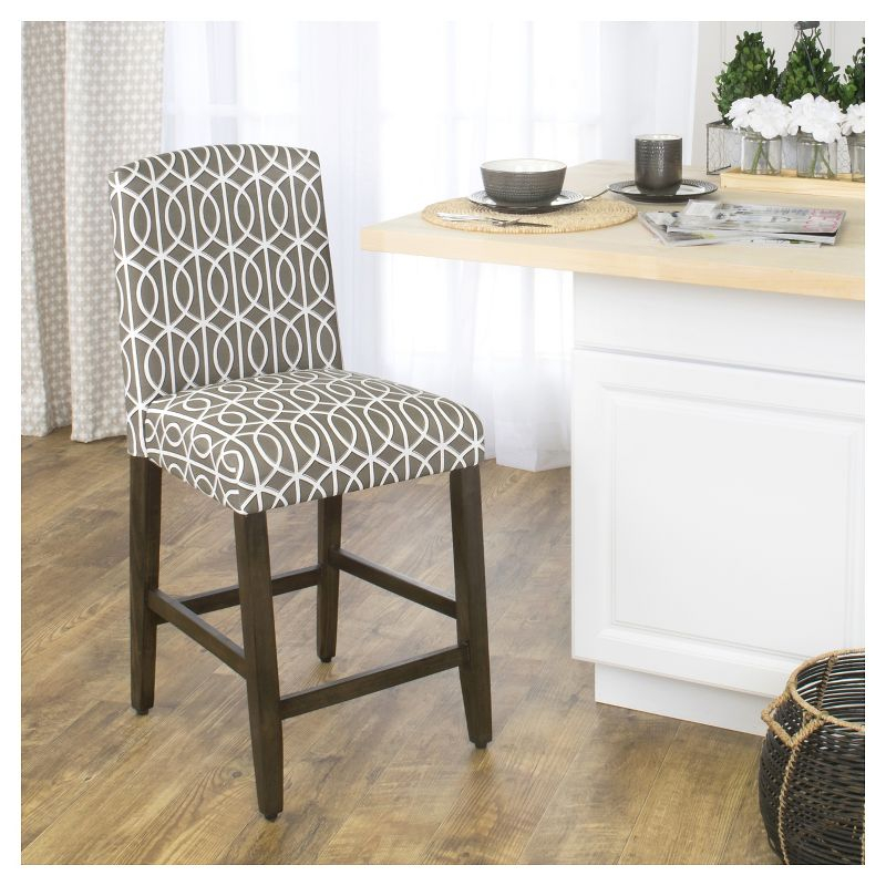 24" Curved Top Counter Height Barstool Safari Taupe - HomePop: Kitchen Seating with Back, Wood Legs