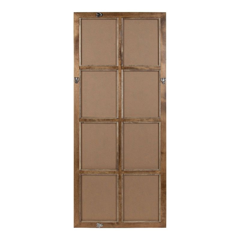 18" x 42" Hogan Windowpane Wall Mirror Natural: Beveled, Rustic Finish, Wood Frame - Kate & Laurel All Things Decor