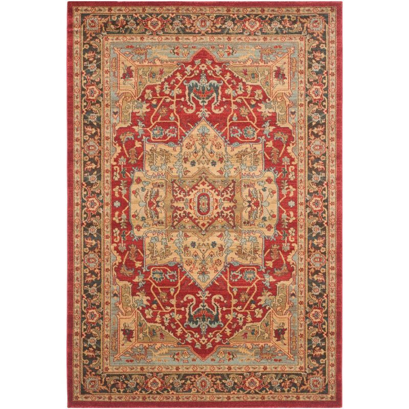 Mahal MAH625 Power Loomed Area Rug - Natural/Navy - 5'1"x7'7" - Safavieh.