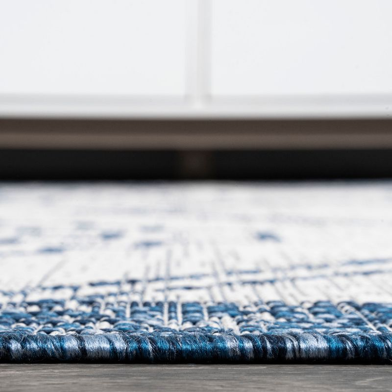 3'x5' Marokko Diamond  Medallion Indoor/Outdoor Area Rug, Ivory/Blue - JONATHAN Y
