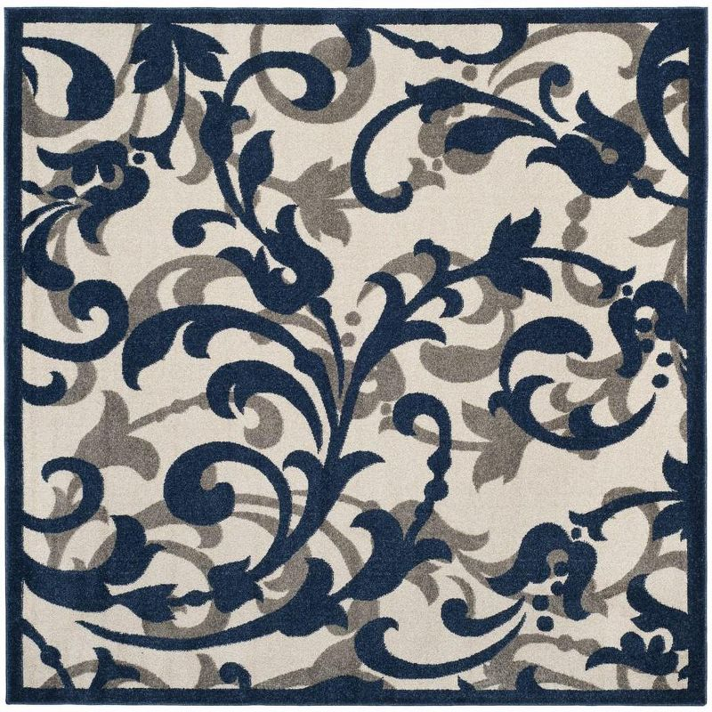 Amherst AMT428 Power Loomed Indoor Area Rug - Ivory/Navy - 7'x7' - Safavieh