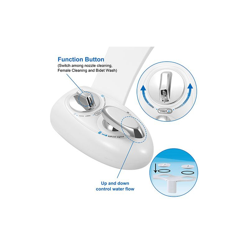 iMountek "Cold Water Spray Bidet with Self-Cleaning Dual Nozzle & Feminine Wash – Non-Electric Toilet Seat" White