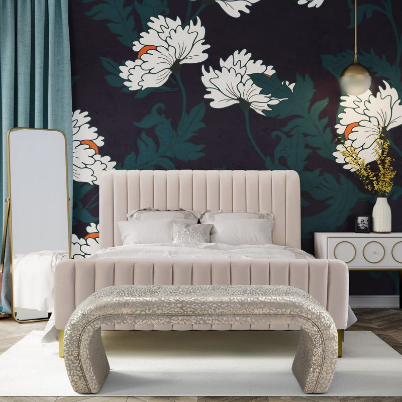 TOV Furniture Kenya Velvet Bench Lavender 48"W x 18.8"D x 18.8"H