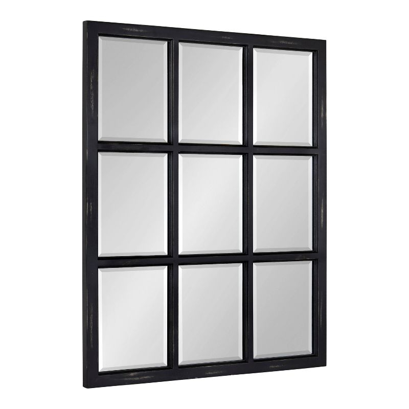 26" x 32" Hogan Windowpane Wall Mirror Black - Kate & Laurel All Things Decor: Modern Rectangular, No Assembly, Wood Frame