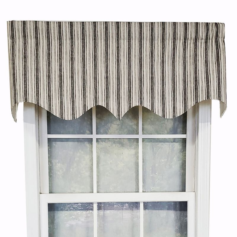 RLF Home Luxurious Modern Design Classic Brunswick Stripe Regal Style Window Valance 50" x 17" Gray