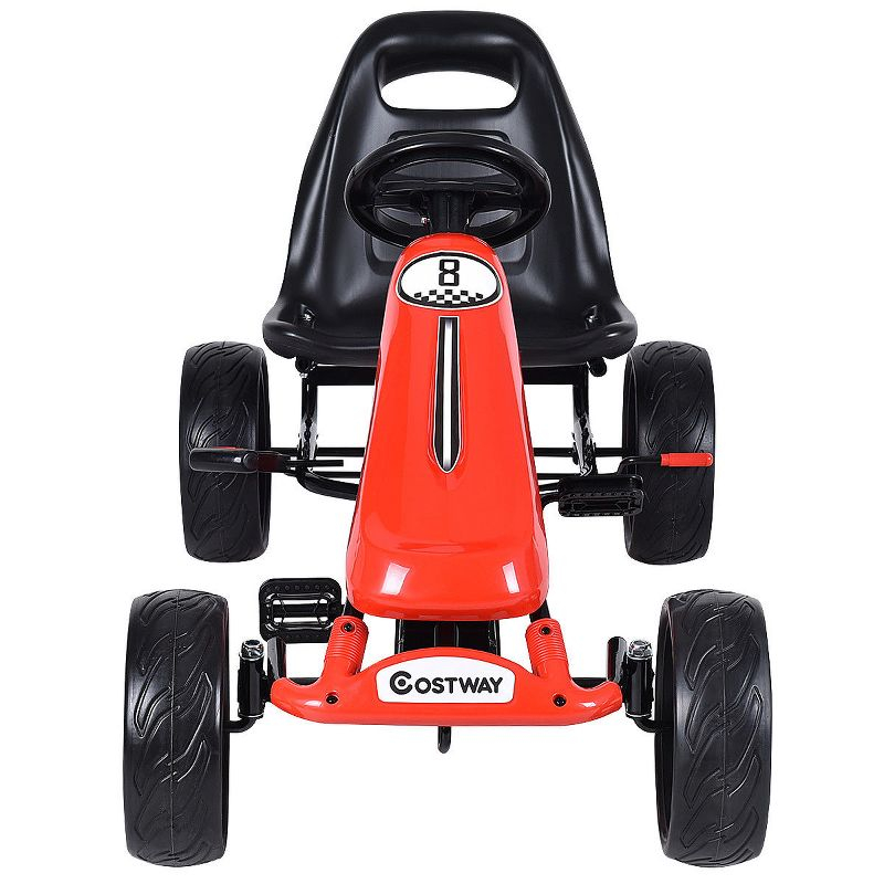 Costway Xmas Gift Go Kart Kids Ride On Car Pedal Powered Car 4 Wheel Racer Toy Stealth Outdoor Red