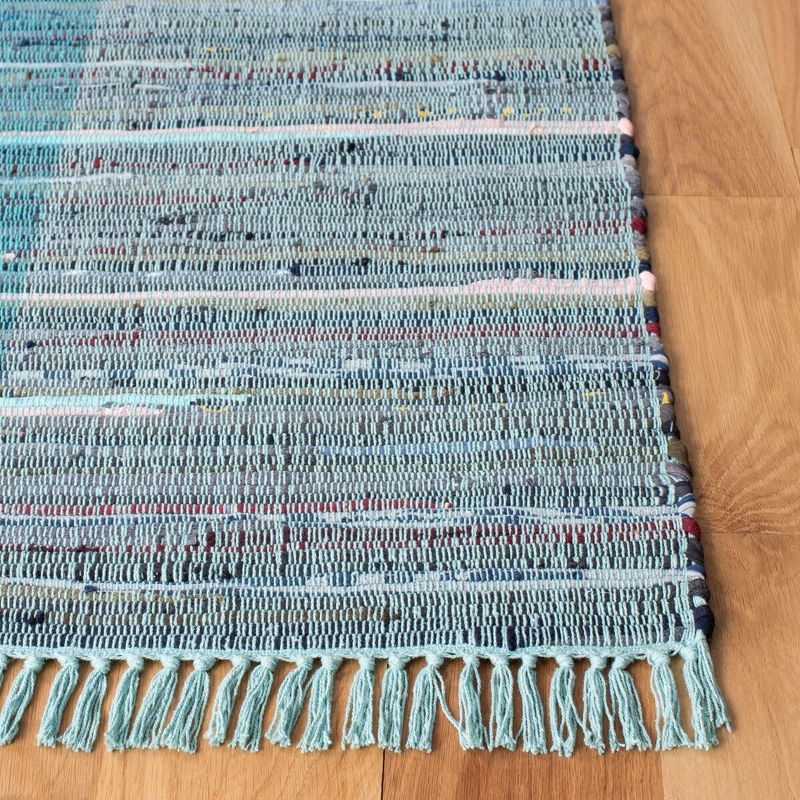 Rag Area Rug RAR122 Hand Woven Area Rug - Light Blue/Grey - 6'x6' - Safavieh.