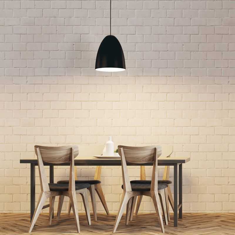 1-Light Sarabia Pendant Structured Black Exterior and Matte White Interior Metal Shade - EGLO: Adjustable Ceiling Fixture for Kitchen